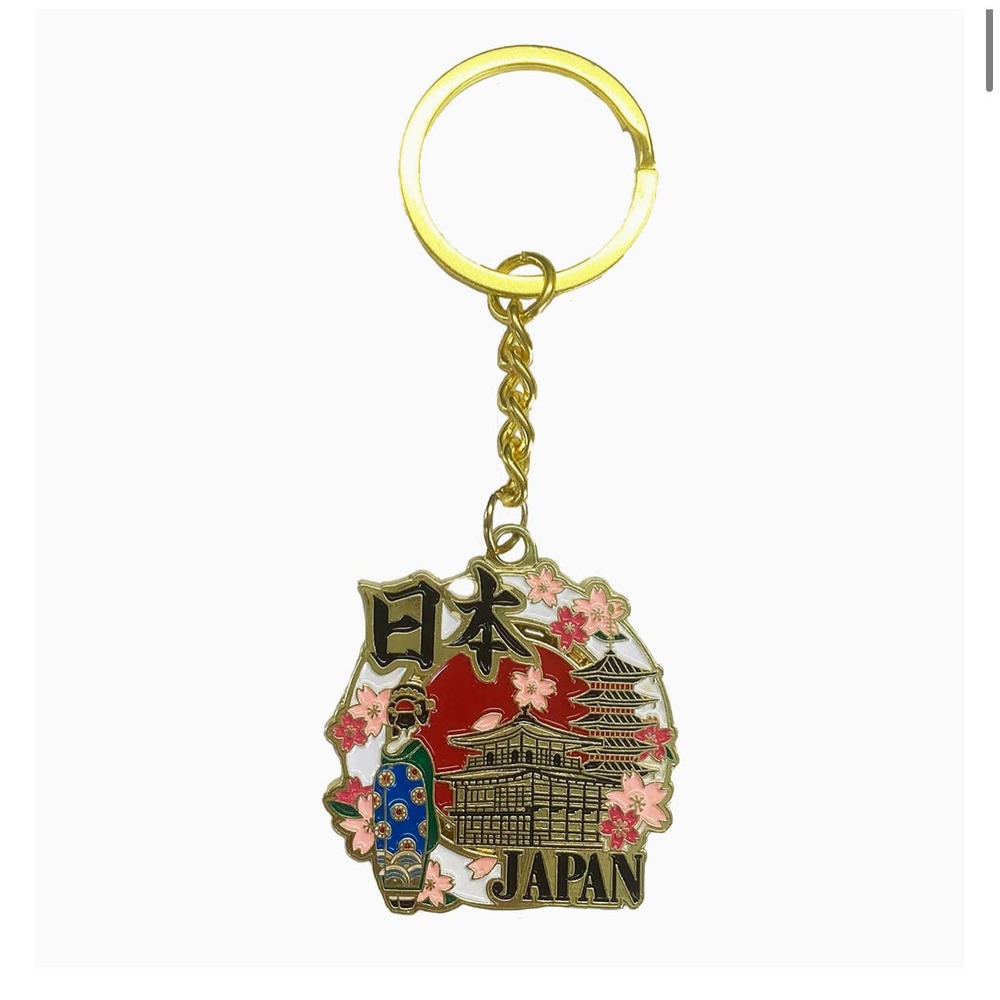 NWT Japanese Souvenir Cherry Blossom Keychain Floral Travel Tourist